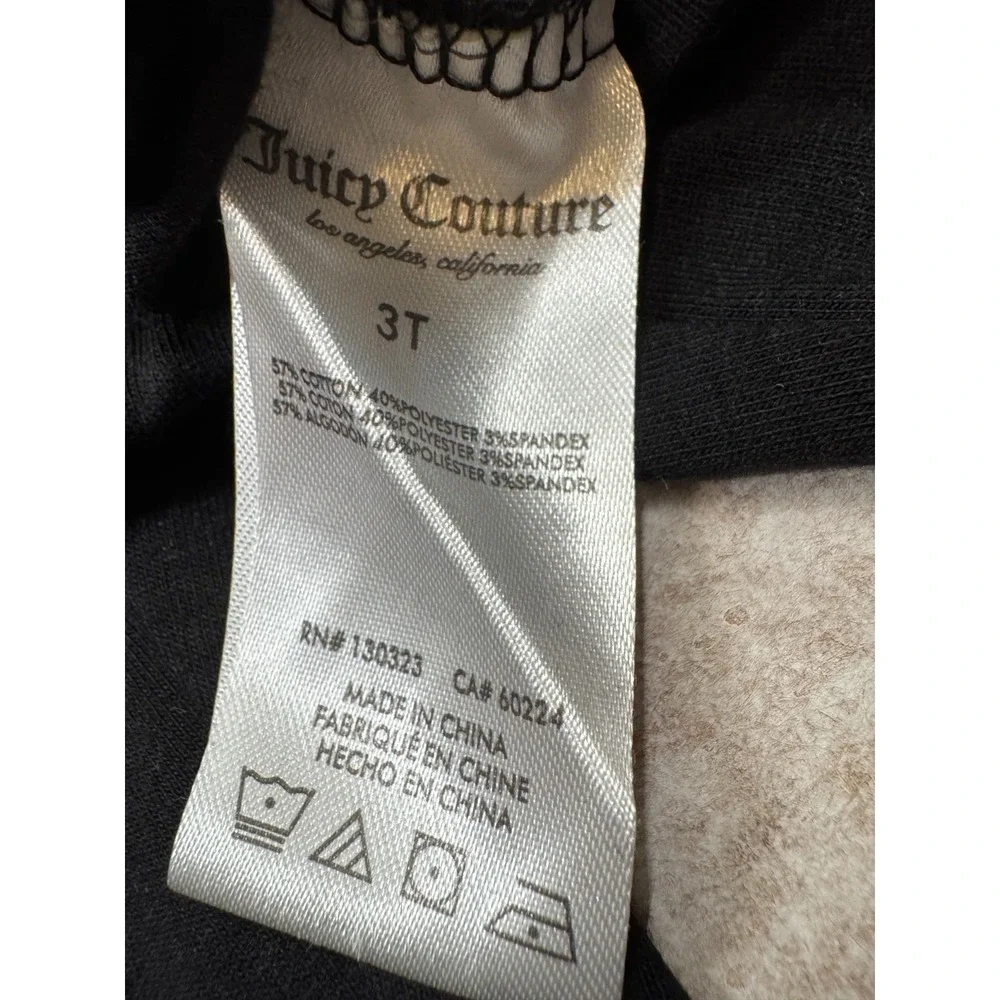 Juicy Couture Girls Leggings 3T Black Gold Logo Stretch Knit Pants NWOT